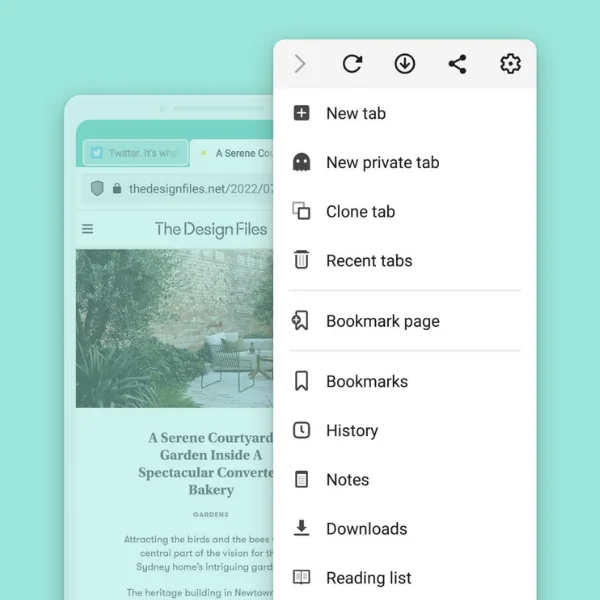 główne Menu w przeglądarce Vivaldi